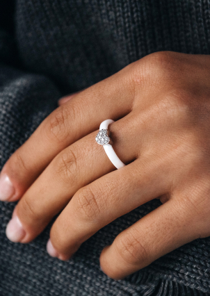 Каблучка Кераміка фіаніт срібло 925°/ ювелірна кераміка с1123б