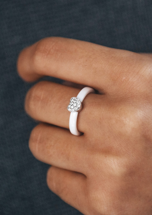 Каблучка Кераміка фіаніт срібло 925°/ ювелірна кераміка с1123б