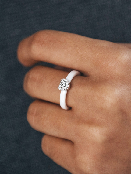 Каблучка Кераміка фіаніт срібло 925°/ ювелірна кераміка с1123б