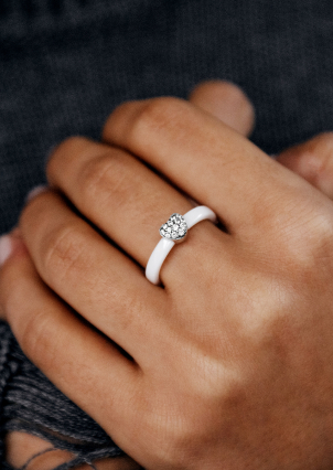 Каблучка Кераміка фіаніт срібло 925°/ ювелірна кераміка с1123б