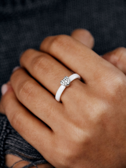 Каблучка Кераміка фіаніт срібло 925°/ ювелірна кераміка с1123б