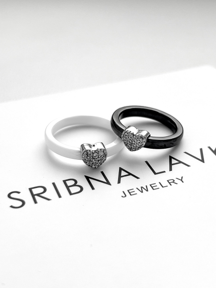 Каблучка Кераміка фіаніт срібло 925°/ ювелірна кераміка с1123б