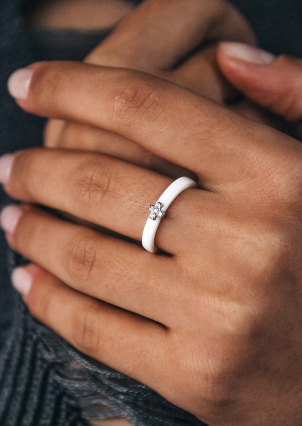 Каблучка Кераміка фіаніт срібло 925°/ ювелірна кераміка с1025б