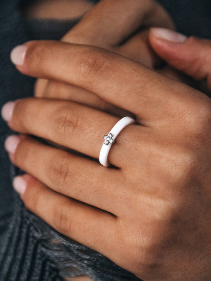 Каблучка Кераміка фіаніт срібло 925°/ ювелірна кераміка с1025б