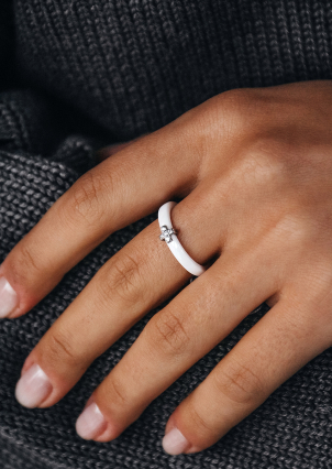 Каблучка Кераміка фіаніт срібло 925°/ ювелірна кераміка с1025б