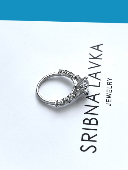 Fianite ring (8A) Silver 925° (rhodium) LZR13P6