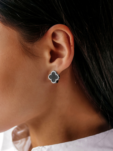 Kolczyki z onyksu Srebro 925° (rod) 000199