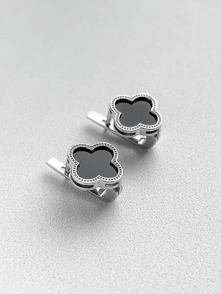 Kolczyki z onyksu Srebro 925° (rod) 000199