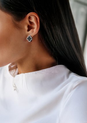 Сережки онікс Срібло 925° (родій) 000199