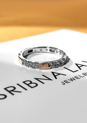 Каблучка фіаніт Срібло 925° золото 375° 000647