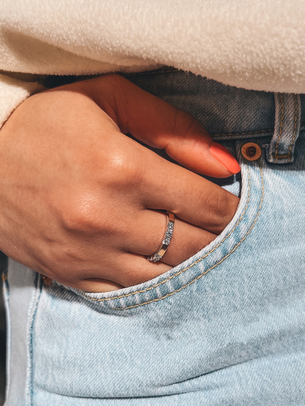 Каблучка фіаніт Срібло 925° золото 375° 000647