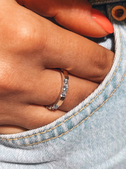 Каблучка фіаніт Срібло 925° золото 375° 000647