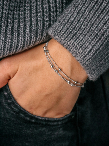 Браслет без вставок Срібло 925° (родій) 957992