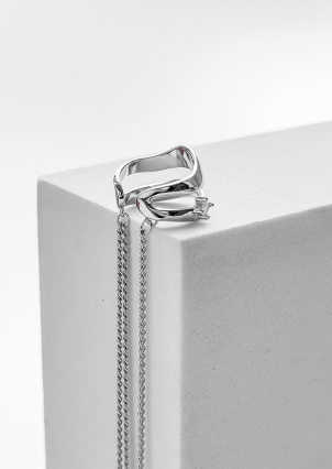 Сережки фіаніт Срібло 925° (родій) 957993