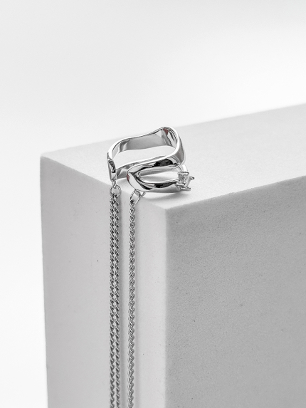 Сережки фіаніт Срібло 925° (родій) 957993