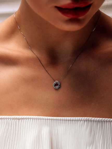 Кольє фіаніт Срібло 925° (родій) SN175N