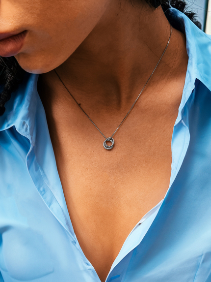 Кольє фіаніт Срібло 925° (родій) SN175N