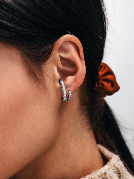 Fianite earrings (AAAA) 925° silver (rhodium) SE391P