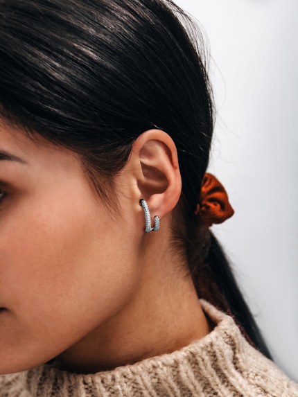 Fianite earrings (AAAA) 925° silver (rhodium) SE391P