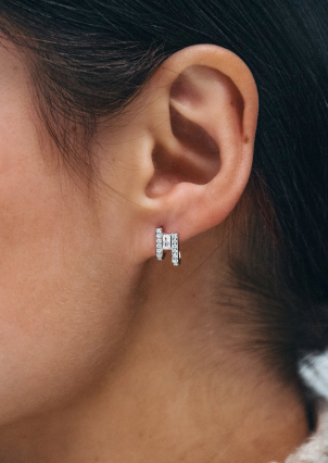 Сережки Фіаніт (5А) Срібло 925° (родій) SE383P