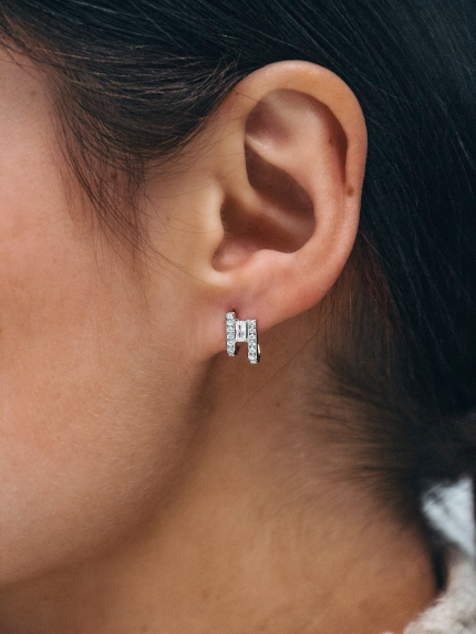 Kolczyki narzeczone (AAAA) srebro 925° (rod) SE383P