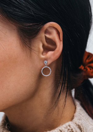 Сережки Фіаніт (5А) Срібло 925° (родій) APE119P