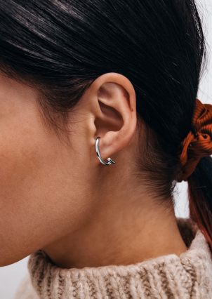 Сережки без вставок Срібло 925° (родій) SE392P