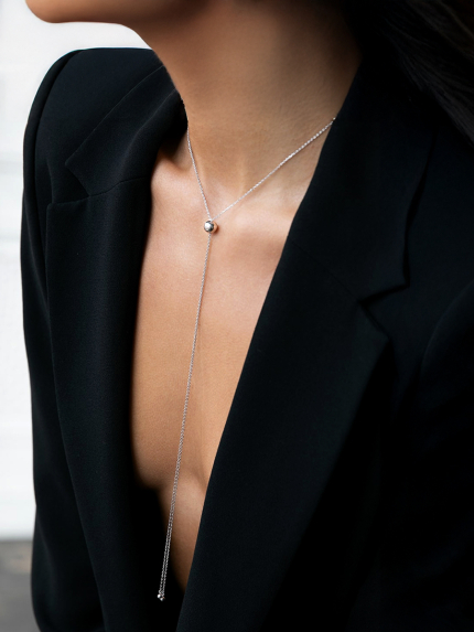 Кольє без вставок Срібло 925° (родій) 958002