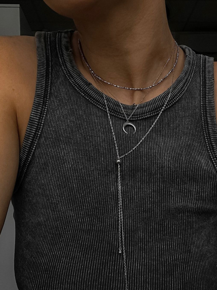 Кольє без вставок Срібло 925° (родій) 958002