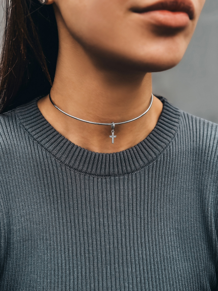 Кольє без вставок Срібло 925° (родій) GZN254P