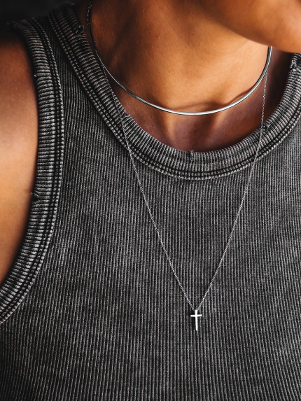 Кольє без вставок Срібло 925° (родій) GZN254P