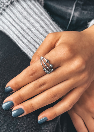 Каблучка без вставок Срібло 925° (родій) 958004