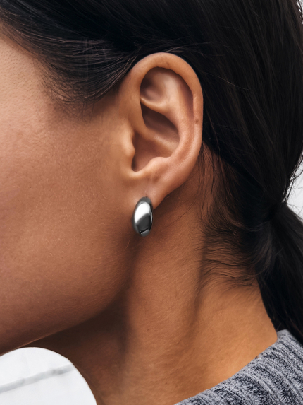 Сережки без вставок Срібло 925° (родій) 958006