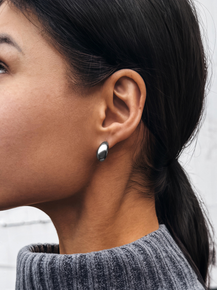 Сережки без вставок Срібло 925° (родій) 958006