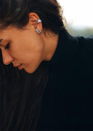 Сережки без вставок Срібло 925° (родій) 958007