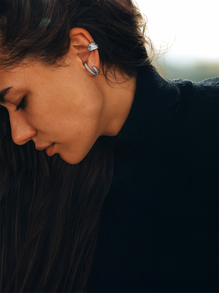 Сережки без вставок Срібло 925° (родій) 958007