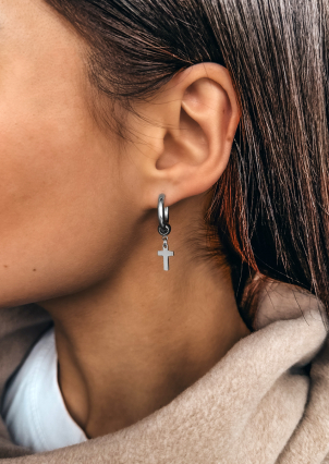 Сережки без вставок Срібло 925° (родій) 56313