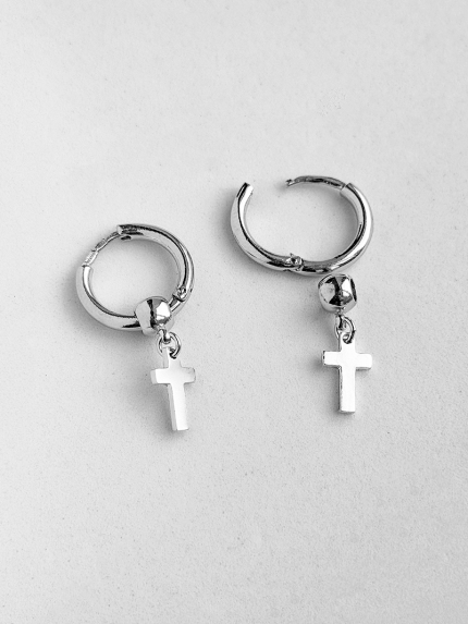 Сережки без вставок Срібло 925° (родій) 56313