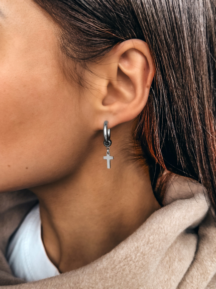 Сережки без вставок Срібло 925° (родій) 56313