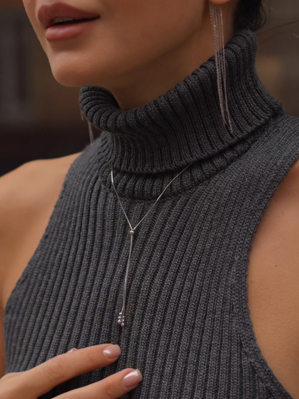 Кольє без вставок Срібло 925° (родій) 7190714