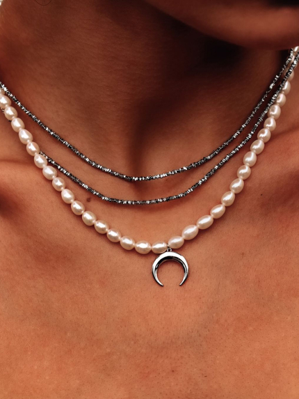 Кольє без вставок Срібло 925° (родій) 190003