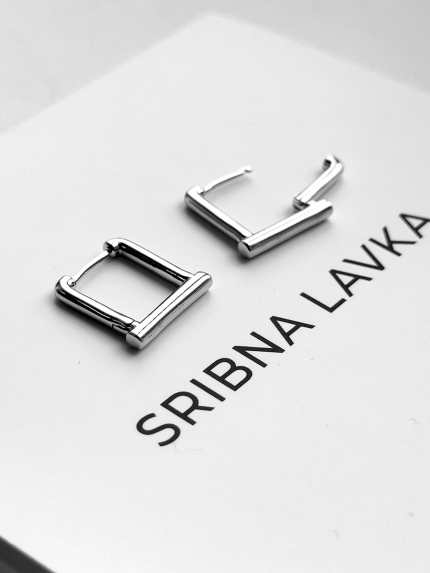 Сережки без вставок Срібло 925° (родій) 110041