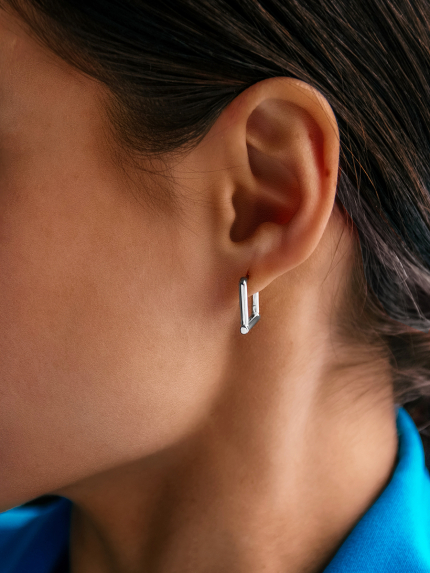 Сережки без вставок Срібло 925° (родій) 110041