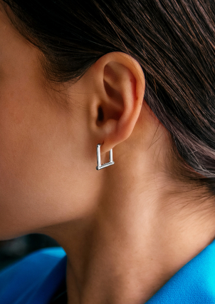 Сережки без вставок Срібло 925° (родій) 110041