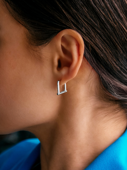 Сережки без вставок Срібло 925° (родій) 110041