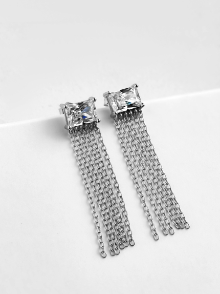 Сережки фіаніт Срібло 925° (родій) 110182
