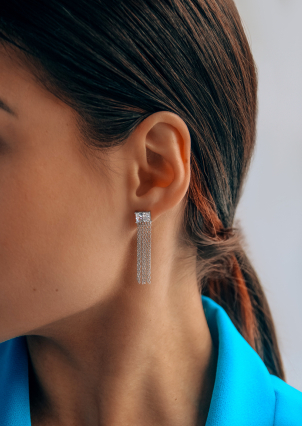 Сережки фіаніт Срібло 925° (родій) 110182