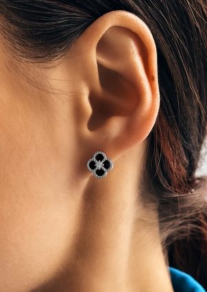 Сережки онікс Срібло 925° (родій) 190273ч