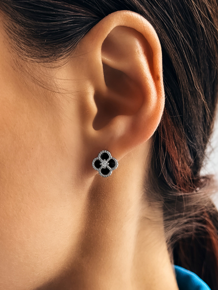 Сережки онікс Срібло 925° (родій) 190273ч