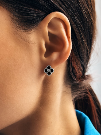 Сережки онікс Срібло 925° (родій) 190273ч